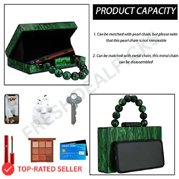 Acrylic Clutch Purse Elegant Evening Bag Chain Formal Handbag Party Bridal - Picture 7 of 8